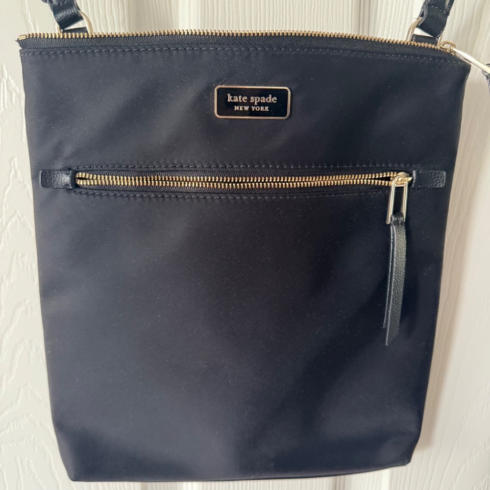 kate spade Black Nylon Crossbody Bag with Gold Hardware